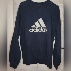 VTG Adidas 90's Men's Sweatshirt Size L Navy Blue Crew Neck Long Sleeve